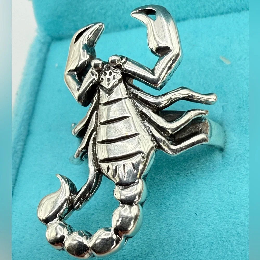 Vintage Navajo Sterling Silver Scorpion Statement Ring – Size 8.5, Signed “S”